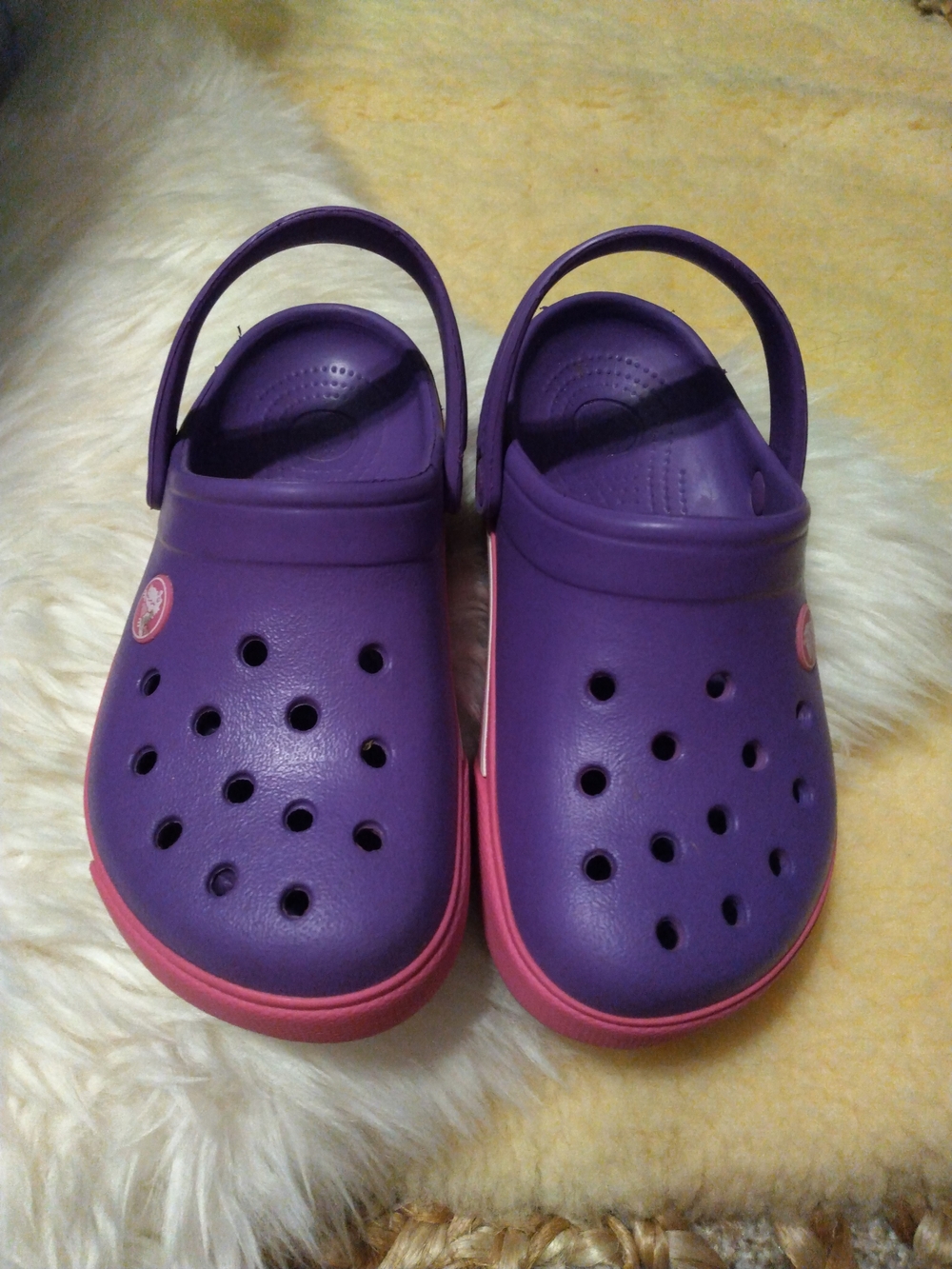 CROCS Kids Purple Clogs with Pink Trim Size 12/13 NEW